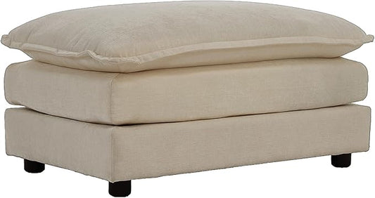 Soft Chenille Ottoman Footrest for Sectional Sofa - Comfortable Upholstered Seat Cushion Light Coffee