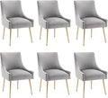 Dining Chairs Set of 6 Modern Velvet Dining Room Chairs with Gold Legs Upholstered Accent Chairs for Living Room/Restaurant/Study Room(Grey)