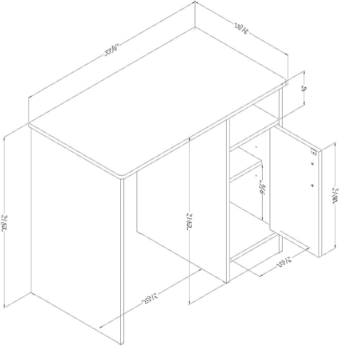 South Shore Small Computer Desk with Door Pure Black
