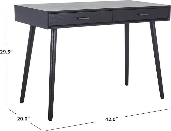 SAFAVIEH Home Collection O'Dwyer Mid-Century Retro Black 2-Drawer Desk