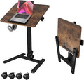 Monomi Mobile Folding Desk 25.6 Inch Small Sit-Stand Height Adjustable Rolling Laptop Desk Space-Saving Portable Desk with Wheels for Home Office Craft &amp Study Brown