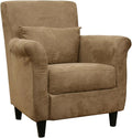 BOWERY HILL Contemporary Microfiber Upholstered Club Arm Chair Tan Finish Foam Cushioned Solid Wood Frame Matching Pillow Included Tapered Black Plastic Legs 33 H x 31 W x 30 D for Living