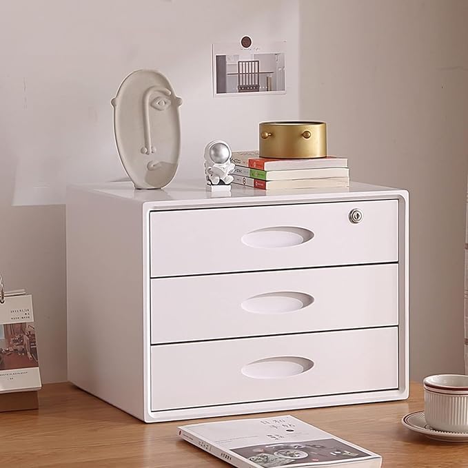 Multi-Layer Drawer Storage Box 3 Drawer Solid Wood Flat File Cabinet With Lockable A4 Treatment Storage Cabinet For Home Desktop Office(Color:B)