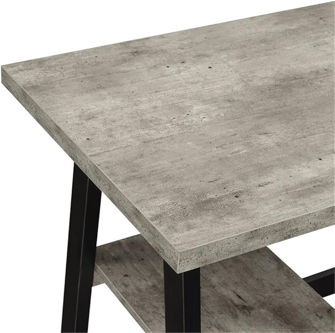 Convenience Concepts Designs2Go Trestle Desk 47 - Modern Desk or Vanity with Shelves for Office Dorm Living Room Faux Birch/Black
