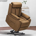 DAZONE Brown Small Power Lift Recliner Chair for Elderly - Quiet Motor Electric Recliner with Overstuffed Comfort with Space-Saving Design for Living Room Bedroom