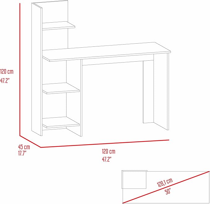 4-Tier computer deskWriting Desk with 4 shelveshome office desks with storage shelfsmall desk with storage for studyingetccorner office desks for homebedroomgaming deskWoodGrey