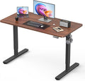 Standing Desk Small Height Adjustable Electric Stand up Desk 40 x 24 Sit Stand Computer Home Office Desk with Splice Board Black Frame/Walnut Top