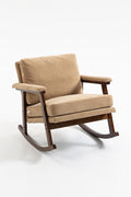 ZeHuoGe Mid Century Modern Accent Chair Rocking Chair with Wood Frame Upholstered Living Room Chairs Reading Armchair for Bedroom Sunroom (Khaki)