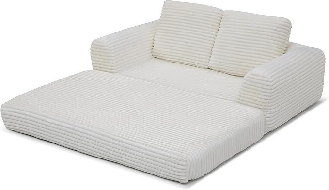 Foldable Boneless Love Seat Couches in a Box Modern Floor Foam Sleeper Sofa Bed 2-in-1 Convertible Cloud Sofa for Home Apartments Bedroom