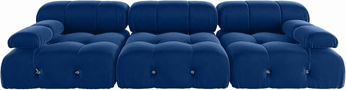104 Velvet Modular Sectional Sofa Luxury Modern 3-Seater Sectional Couches for Living Room Bedroom Office Apartment (Blue)