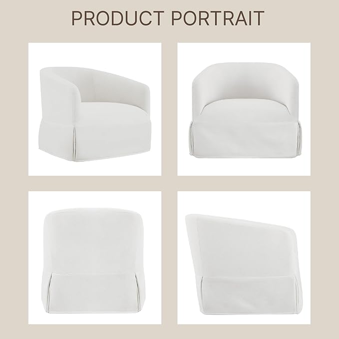 Swivel Accent Chair Set of 2 360 Degree Performance Fabric Armchair Modern Barrel Chairs Armchair for Living Room Bedroom Home and OfficeCream White