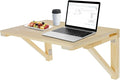 Wall Mounted Folding Table - 31.5 Pine Wood Drop Leaf Desk Space-Saving Wall Desk for Small Spaces Rustic Floating Shelf for Small Spaces Kitchen Laundry Room Home Office Wood Color