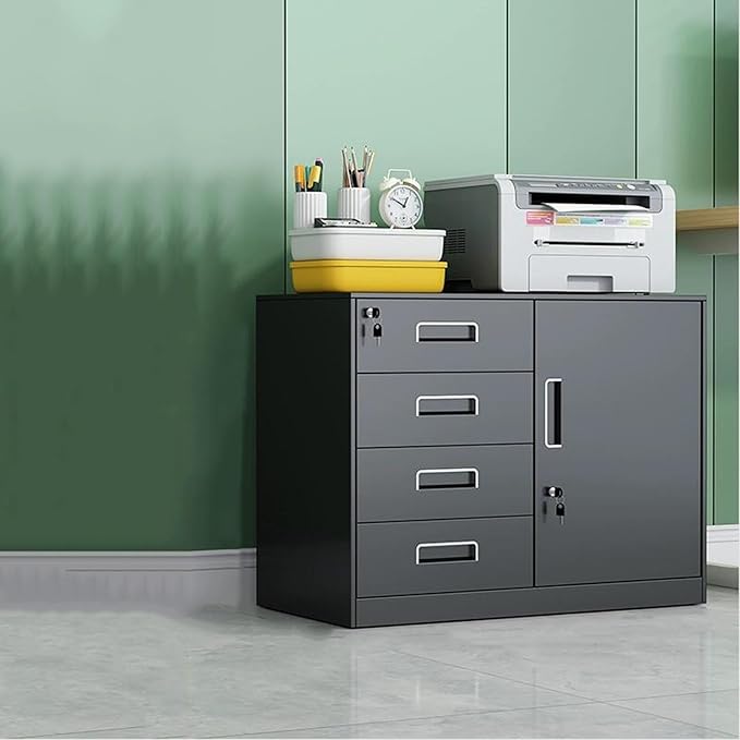 Office Filing Cabinet with Locking Tin File Cabinet Multi Drawer Storage Cabinet Floor Low Cabinet (Color : Black)