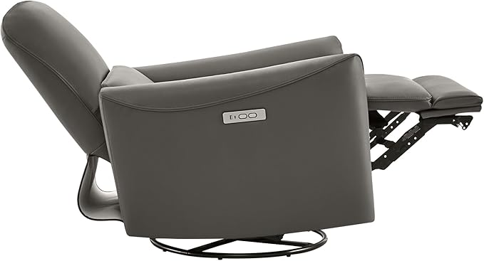 CHITA Power Recliner Chair Swivel Glider FSC Certified Upholstered Faux Leather Living Room Nursery Reclining Sofa Chair with Lumbar Support Charcoal