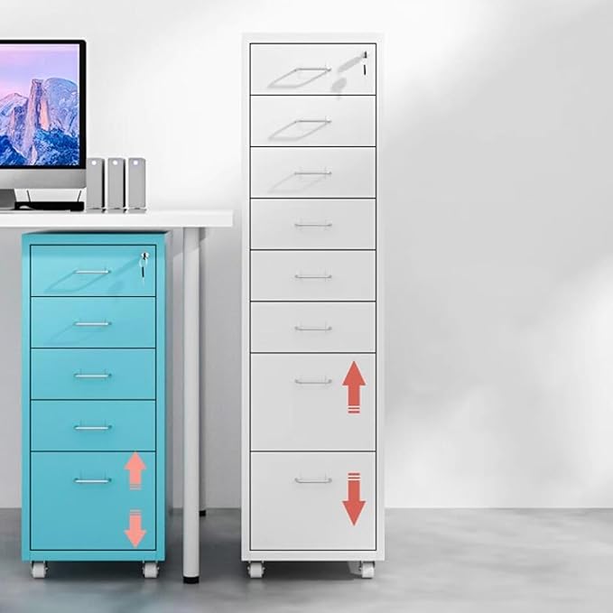 File Cabinet Multilayer Tin Cabinet Household Storage Narrow Storage Cabinet File Cabinet Office Drawer Cabinet (Color : Red)