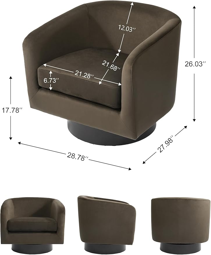 Swivel Barrel Accent Chair Modern Round Chenille Fabric Arm Chair for Living Room Bedroom Comfy Club Reading Chairs for Adults（Velvet Coffee Set of 4