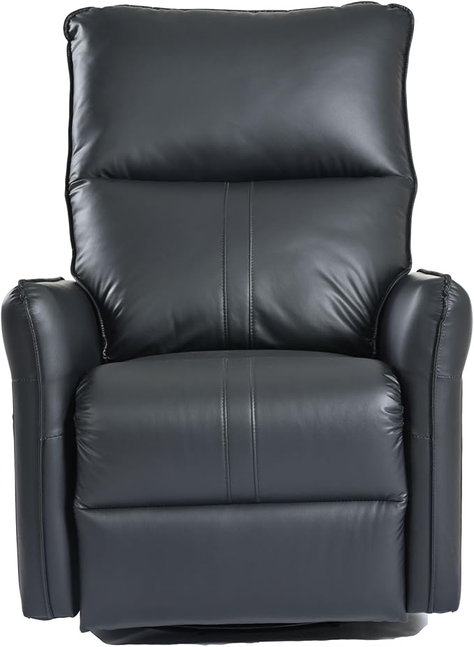 Electric Recliner Chairs for Adults Power Swivel Rocker Recliner Chairs &amp Nursery Glider Recliner with USB Pockets PU Leather Lazy Boy Recliner Chair &amp Small Recliners for Small Spaces (Bla