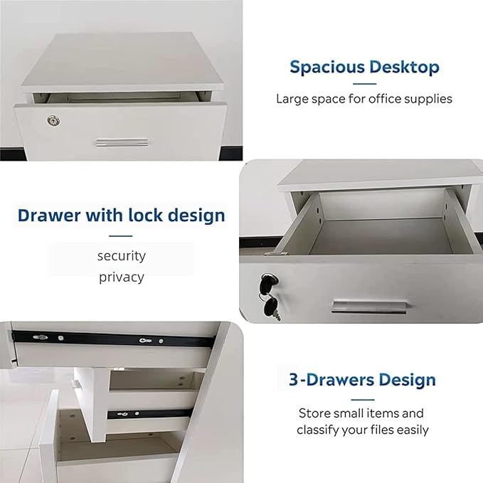 Rolling File Cabinet with Lock 3 Drawer Vertical File Cabinet Under Desk Office Filing Cabinet for Letter/Documents Filing Cabinet (Color : 1) (B)
