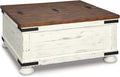 Signature Design by Ashley Wystfield Farmhouse Coffee Table with Storage Hinged Lift Top Wood 36 W x 36 D x 18 H Distressed White