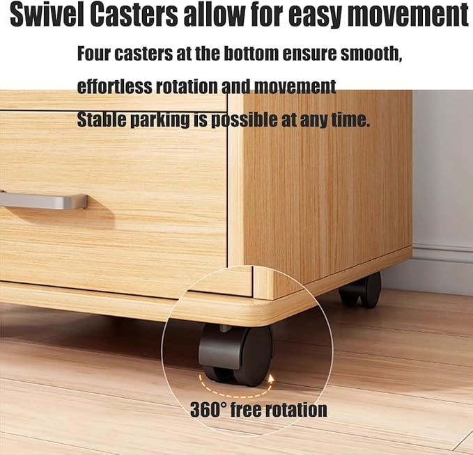 Mobile 3-Drawer File Cabinet White/Black Filing Cabinet with Lock Wood Vertical Filing Storage Cabinet Office Home 14.5x13.4x23.2IN Under Desk File Cabinet Legal/Letter File Folders(Oak)