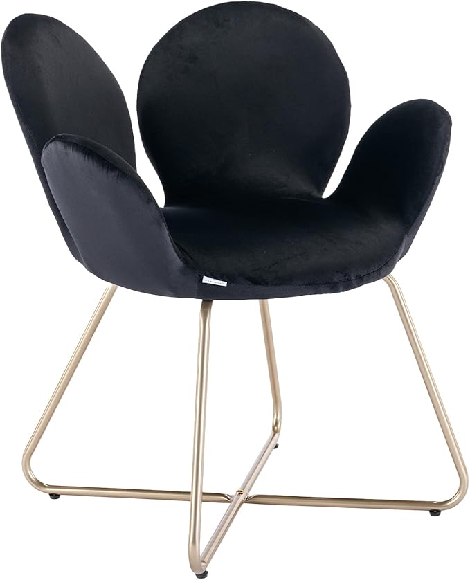 Modern Velvet Accent Chair Comfy Cute Upholstered Vanity Desk Chair wMetal Legs Soft CushionArmchair for Living Room 2PCSet