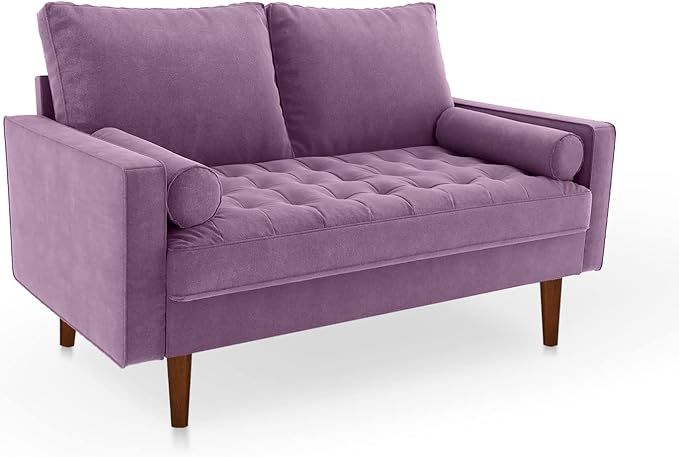 SILKIR Velvet Loveseat Sofa Love Seats Furniture for Small Spaces Mid-Century Modern Loveseats for Living Room Love Seat Couch 58 Inches Lavender