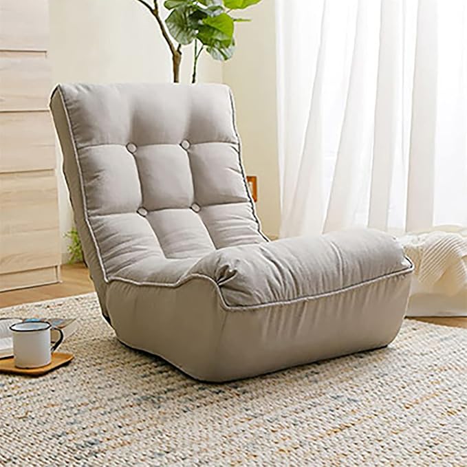 Floor Lounge ChairSingle Sofa Reclining Chair3 Angles Adjustable Floor ChairFolding Japanese Chair Lazy Sofa Tatami Balcony Reclining ChairLeisure Sofa Adjustable Chair for Living RoomGray
