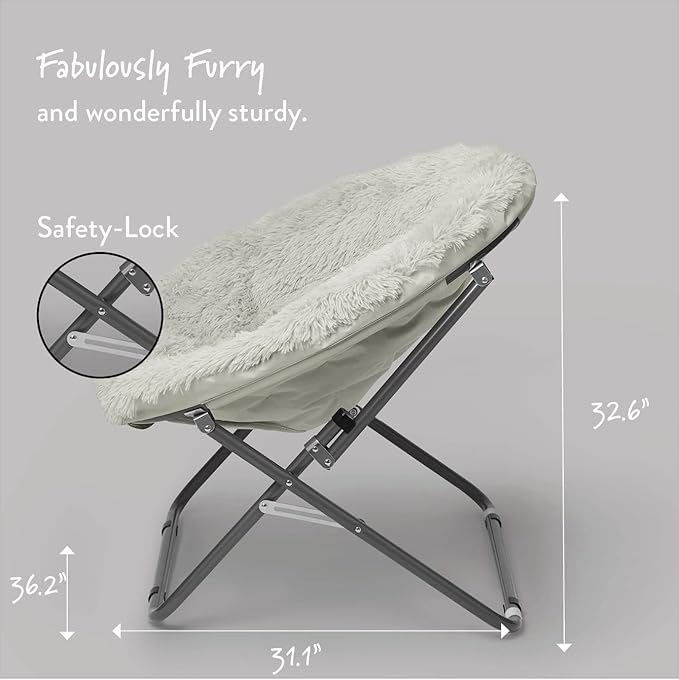 Urban Lifestyle Oversized Mongolian Faux Fur Saucer Chair White