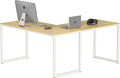 SHW Mission 55 x 60 Inches L-Shape Home Office Computer Desk Oak
