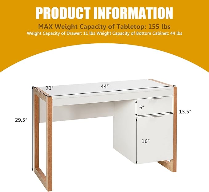 Modern Computer and Writing Desk Workstation Table for Home Office Multi Color Contemporary Rectangular Wood Finish Drawers