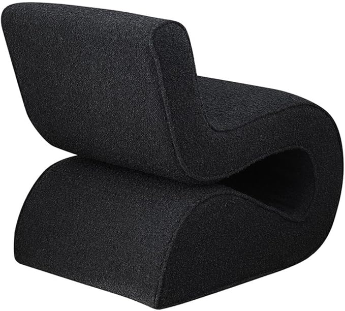 Pemberly Row Fabric Upholstered Armless Accent Chair Charcoal Bouclé Curved Design 29.5 H x 22.75 W x 29.75 D Modern Style Cozy Living Room or Bedroom Seating