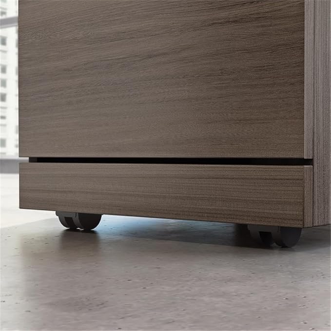 Pemberly Row Engineered Wood 2-Drawer Mobile Filing Cabinet Elm/Brown Finish 28.42 H x 15.55 W x 19.44 D Locking Drawers Hidden Casters Versatile Office Storage Solution