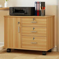 Wood File Cabinet with Lock Mobile Lateral Filing Cabinet for Home Office Printer Stand with Adjustable Shelves Under Desk Filing Cabinet for A4/Letter(Color:Yellow Teak)