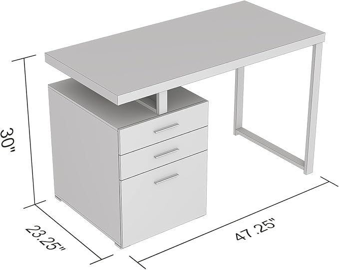 Safdie &amp Co. Computer Desk 47.25inch for Home Office and Small Spaces with 3 Drawers Dark Grey with Black Metal. Ideal for Writing Gaming Study Work from Home.