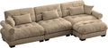 Velvet Modular Sectional Sofa3-Seater Cloud Couch with OttomanPillows and High Density Memory Foam for Living Room Home TheaterApartment（Camel）