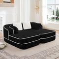 Boneless Sectional Couch with Memory Foam &amp Deep Seat Modular Sectional Sofa with Teddy Fabric for Living Room Cloud Couch with Facing Chaise No Assembly Required (Black2 L-Shaped Chaise)