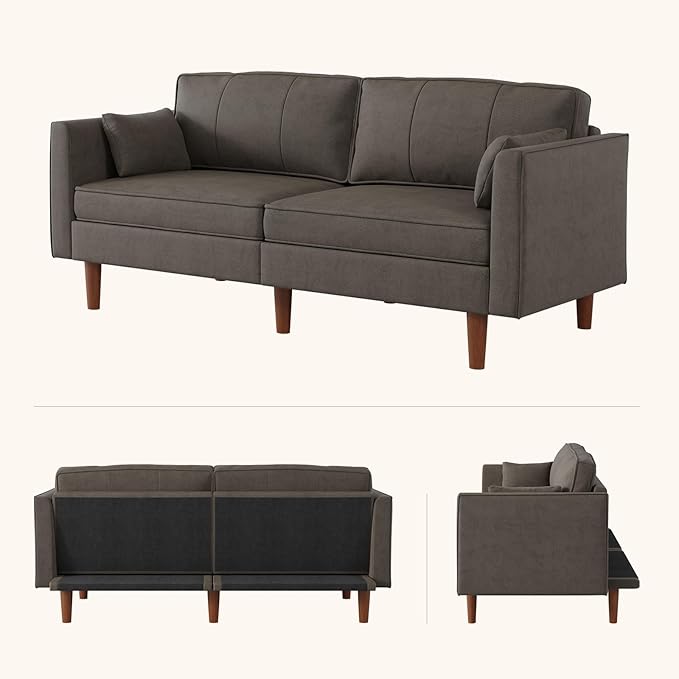 ONBRILL 71 Futon Sofa BedConvertible Sleeper Couch with Adjustable Backrest Folding Loveseat for Apartment Living Room Office Faux LeatherBrown