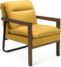 GOFLAME Mid-Century Accent Sofa Chair Modern Linen Fabric Armchair with Extra-Thick Padded Backrest and Seat Cushion Single Sofa Chair for Living Room Bedroom Office Guest Room Yellow