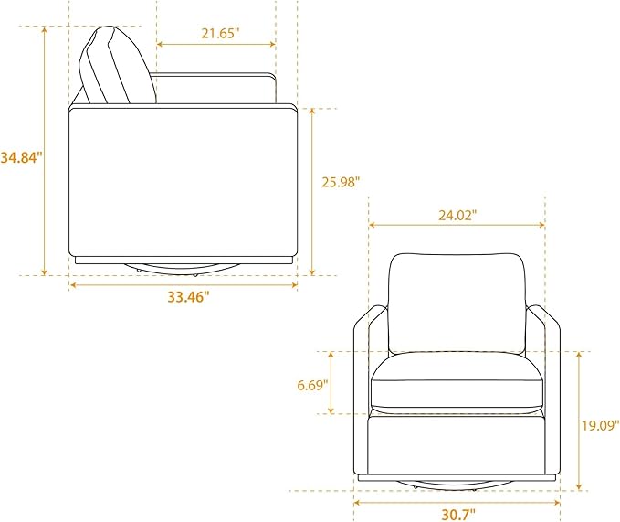 KEIKI 360° Swivel Club Chair with Backrest Pillow Accent Square Single-seat Armchair Upholstered Sofa for Reading Nursery Living Room Bedroom Lounge Hotel