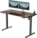 48 x 24 in One-Piece Electric Standing Desk Adjustable Height Sit to Stand Up Desk for Home Office Work &amp Study Black Frame &amp Brown Desktop (2 Packages)