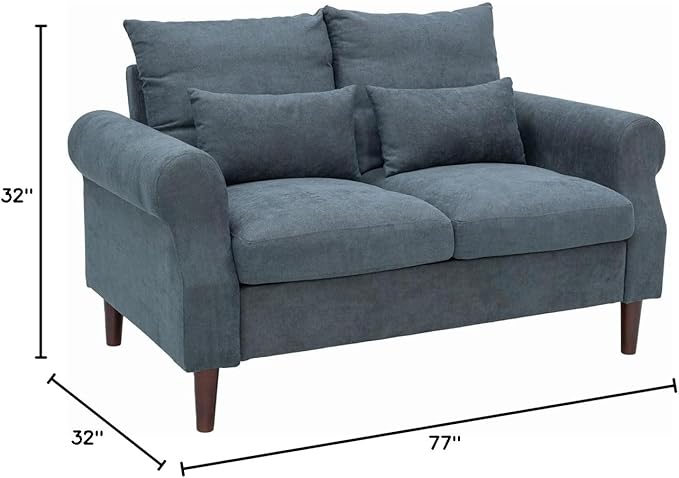 Panana Convertible Sectional Sofa CouchL-Shaped 2 or 3-Seat Sofa Sectional with Reversible Ottoman for Small Living Room Apartment (Gray Linen Fabric 2 Seater ONLY - Scroll arms)