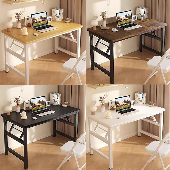 Folding Desk31.5 Inch No Assembly Folding Computer Desk Space-Saving Small Desk for Home Office Bedroom Dorm Study Compact Portable Foldable Laptop Desk