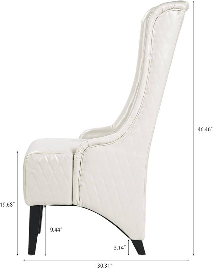 GDFStudio 23 Wide High Back Accent Chair Upholstered Wingback Chair Armless Design Modern Vintage High Back Chair with Soft Padded Seat and Wooden Legs for Living Room Bedroom White+PU