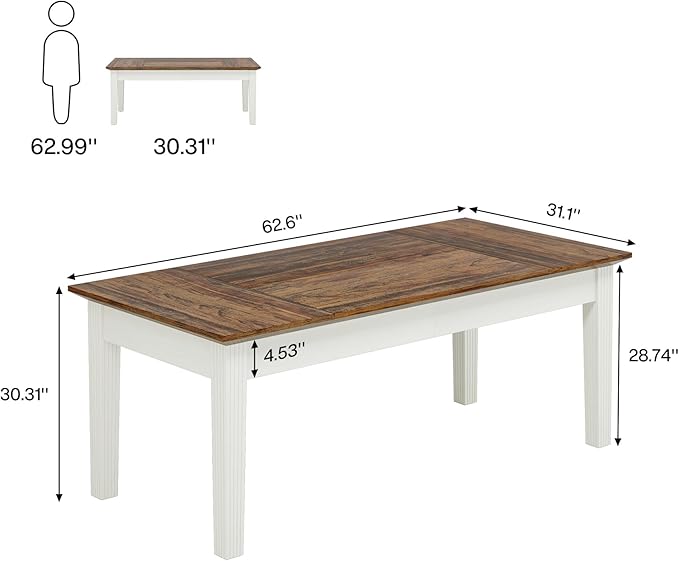 Tribesigns 62-Inch Computer Desk Large Office Executive Desk with Solid Wood Legs Modern Simple Laptop Desk Study Writing Table Workstation Furniture for Home Office Rustic Brown &amp Cream White