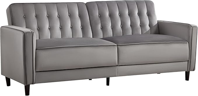 CANMOV Convertible Sofa Bed82″Fabric Futon Couch with Adjustable Backrest3 in 1 Convertible Comfy Loveseat Recliner Sleeper Sofa Bed for Living RoomGrey