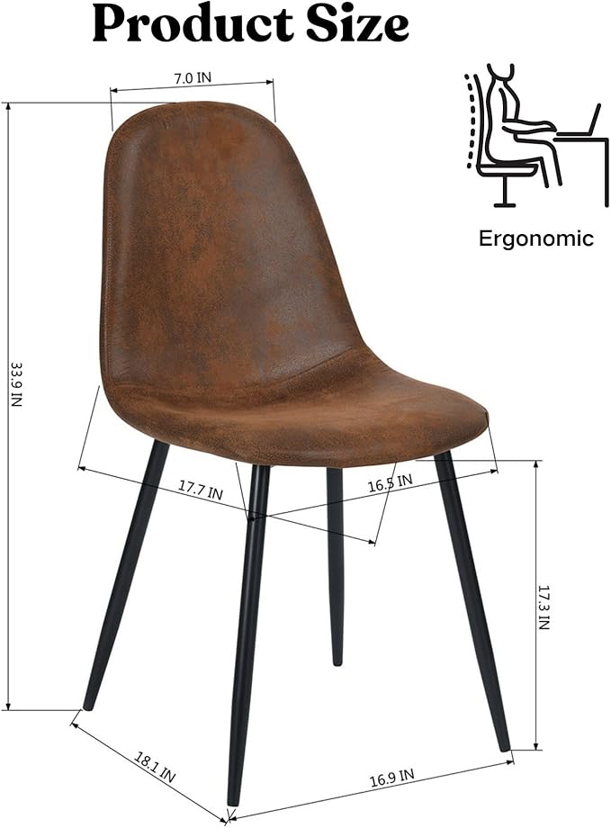Homy Casa Living Room Chairs Set of 4 Modern Mid-Century Style Industrial Accent Chairs with Black Metal Legs Upholstered Comfortable Seating for Living Room Lounge or Bedroom