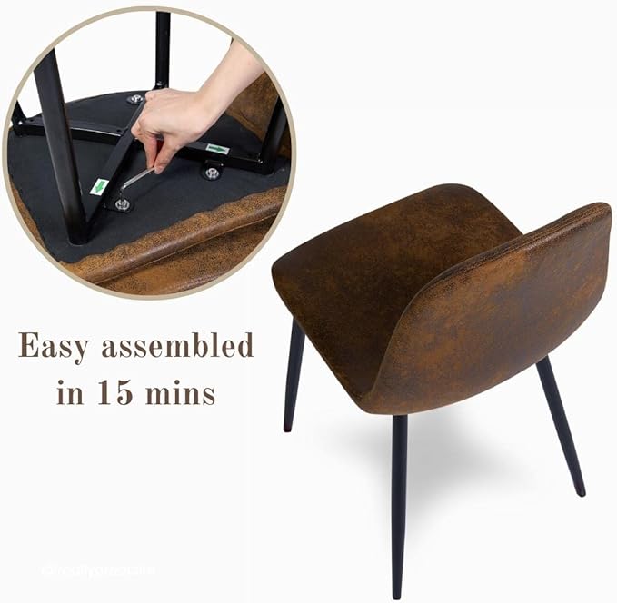 Homy Casa Living Room Chairs Set of 4 Modern Mid-Century Style Industrial Accent Chairs with Black Metal Legs Upholstered Comfortable Seating for Living Room Lounge or Bedroom