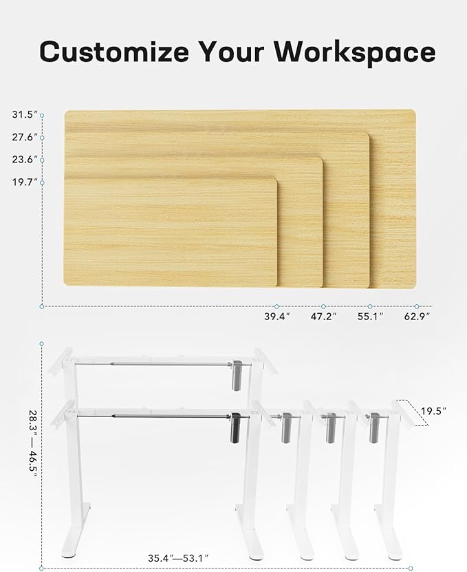 Marsail Standing Desk FrameElectric Standing Desk Legs with Powerful MotorHeight-Adjustable Desk Frame with 176 lbs Max Load for Various DesktopsStand up Desk Legs with 4 Memory Presets Frame Only