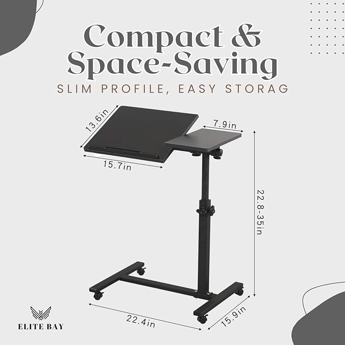 Adjustable Work-from-Home Working Station – Compact Mobile Desk with MDF Tabletop &amp Steel Frame | Height Adjustable 58–90cm | Space-Saving Design | Black Finish | Ideal for Small Spaces Uses