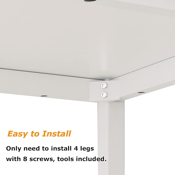 soges 63 inches Large Size Table Computer Desk Home Office Table Writing Desk Study Table Computer Workstations PC Desk Gaming Desk Modern Simple StyleWhite